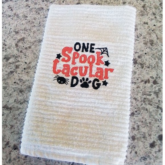 Dog Paw Towel - Cute Embroidered Halloween Paw Towel for Dog - Dog Textile - Picture 2 of 3
